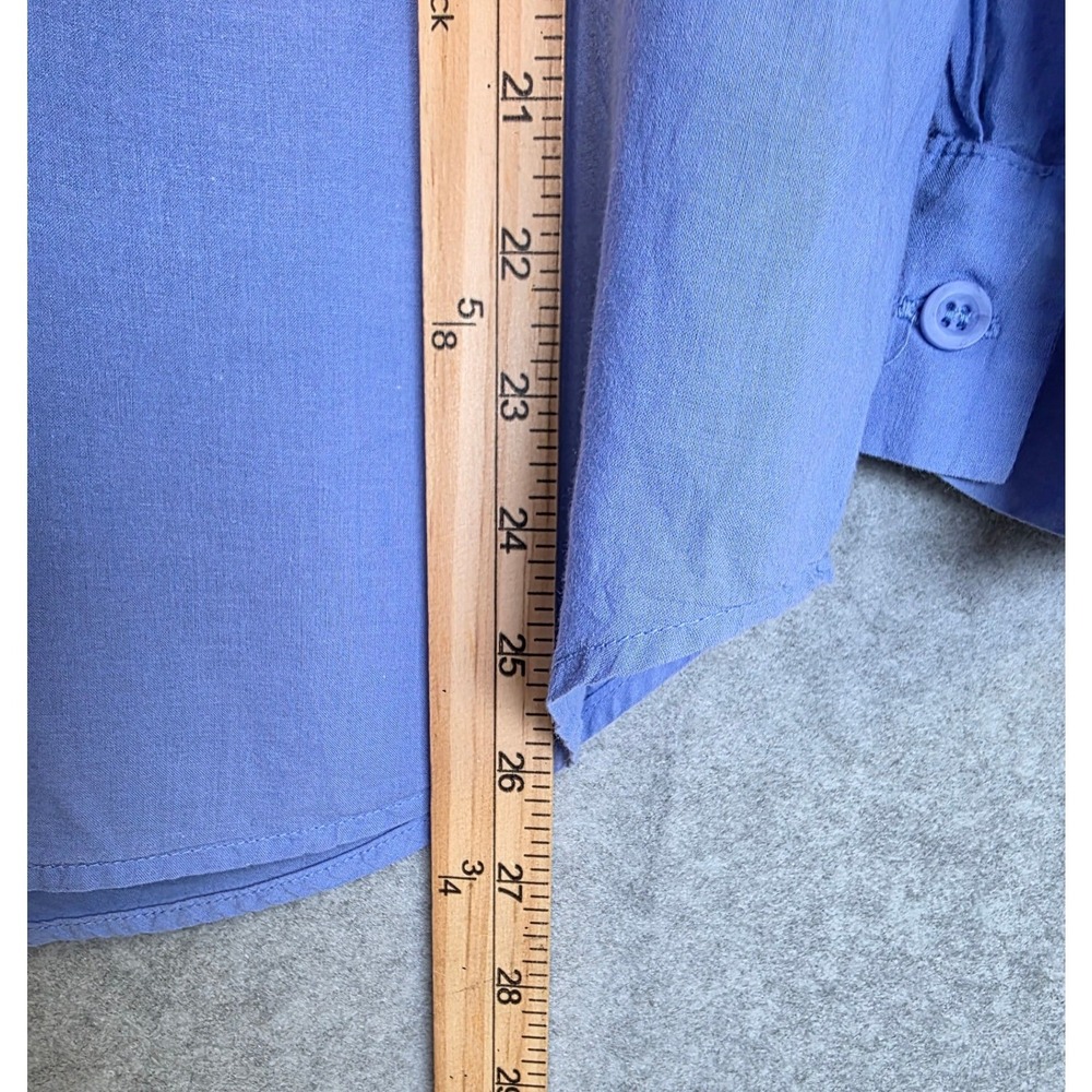 A Shirt Thing JOSEPHINE CABO TOP LAGOON Women S Cotton Poplin V-Neck Long Sleeve - Picture 6 of 6
